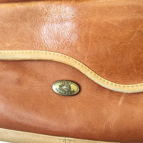 Vintage 90's Y2K JC Brown Tan Leather Bucket Bag Purse - Picture 7 of 14